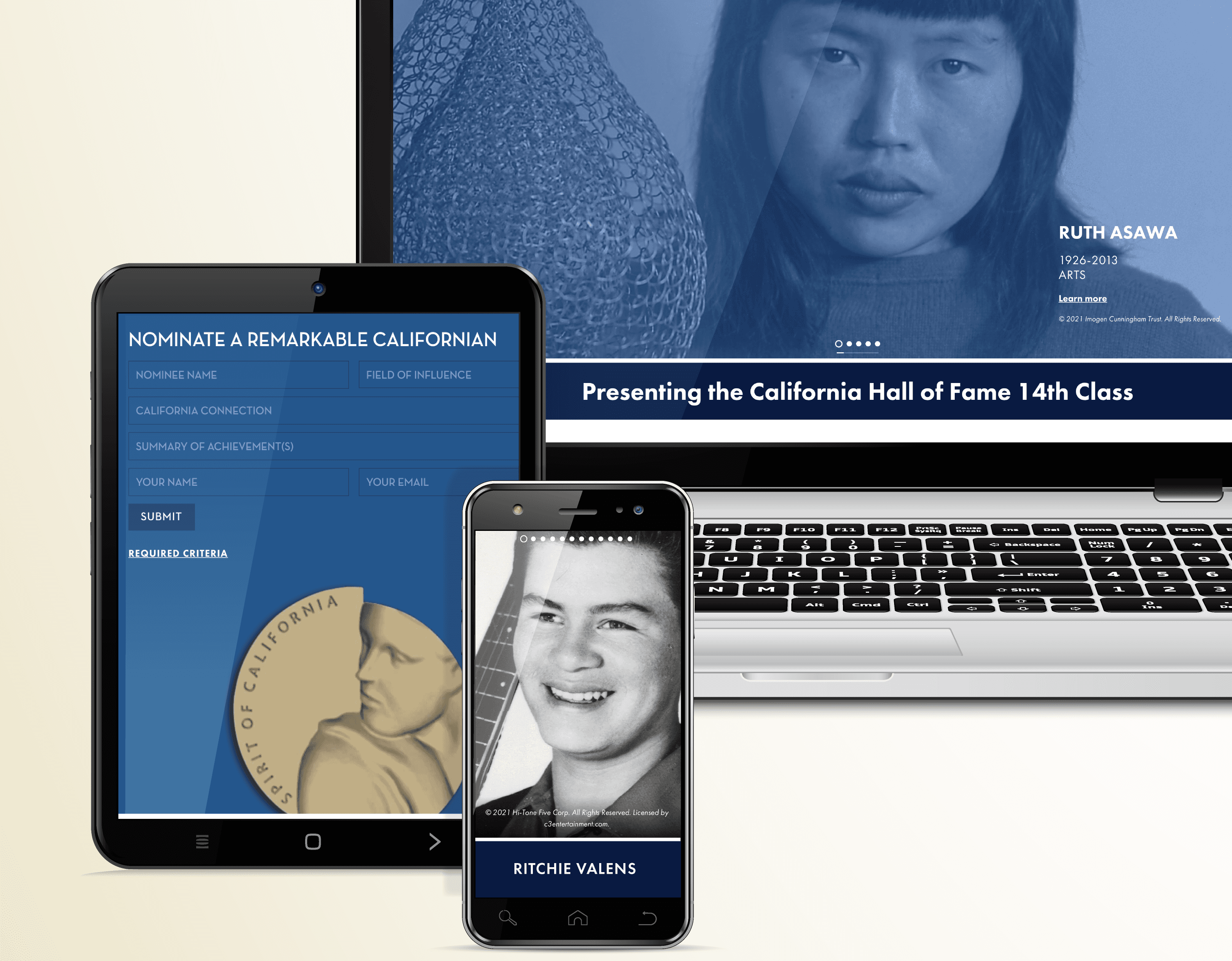 California Hall of Fame micro website inductee nomination form image