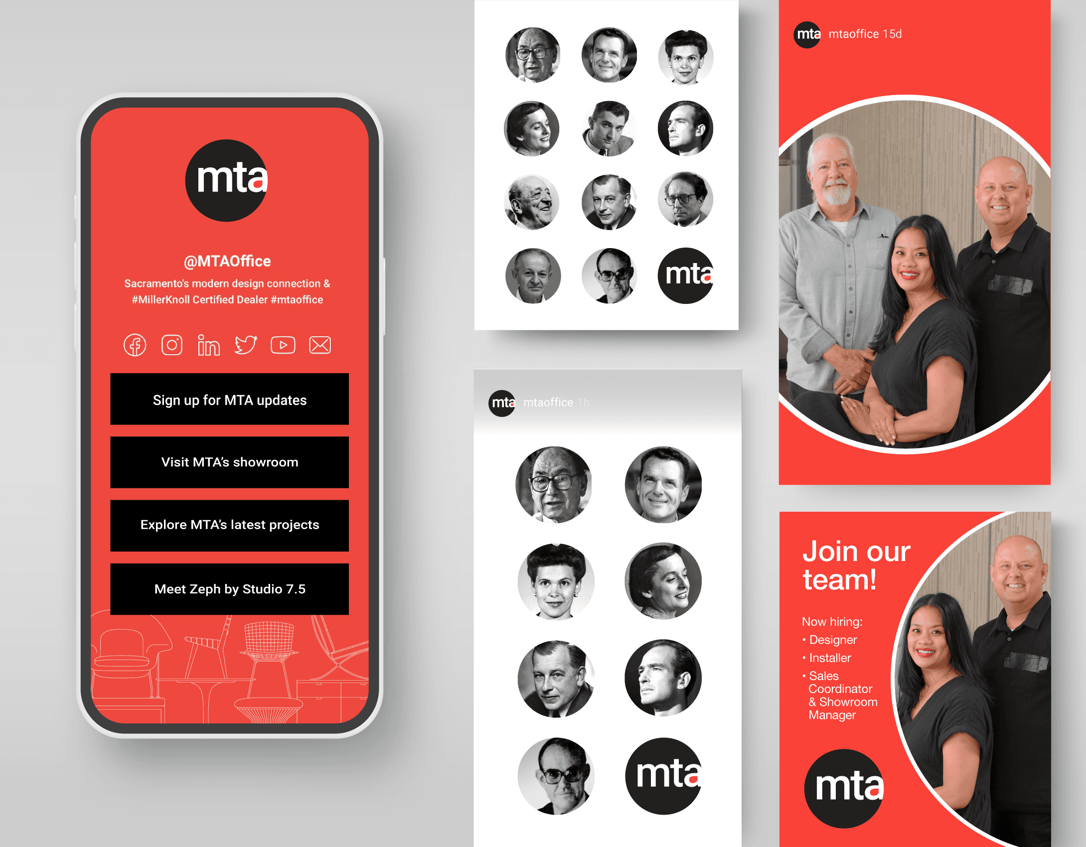 Image of social media templates in a MillerKnoll Certified Dealer brand system by Brenna Hamilton.