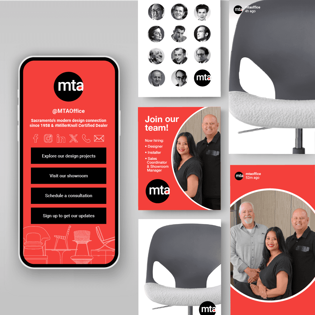 MillerKnoll Certified Dealer branding by Brenna Hamilton, modern brand leader delivering up to 800% growth.