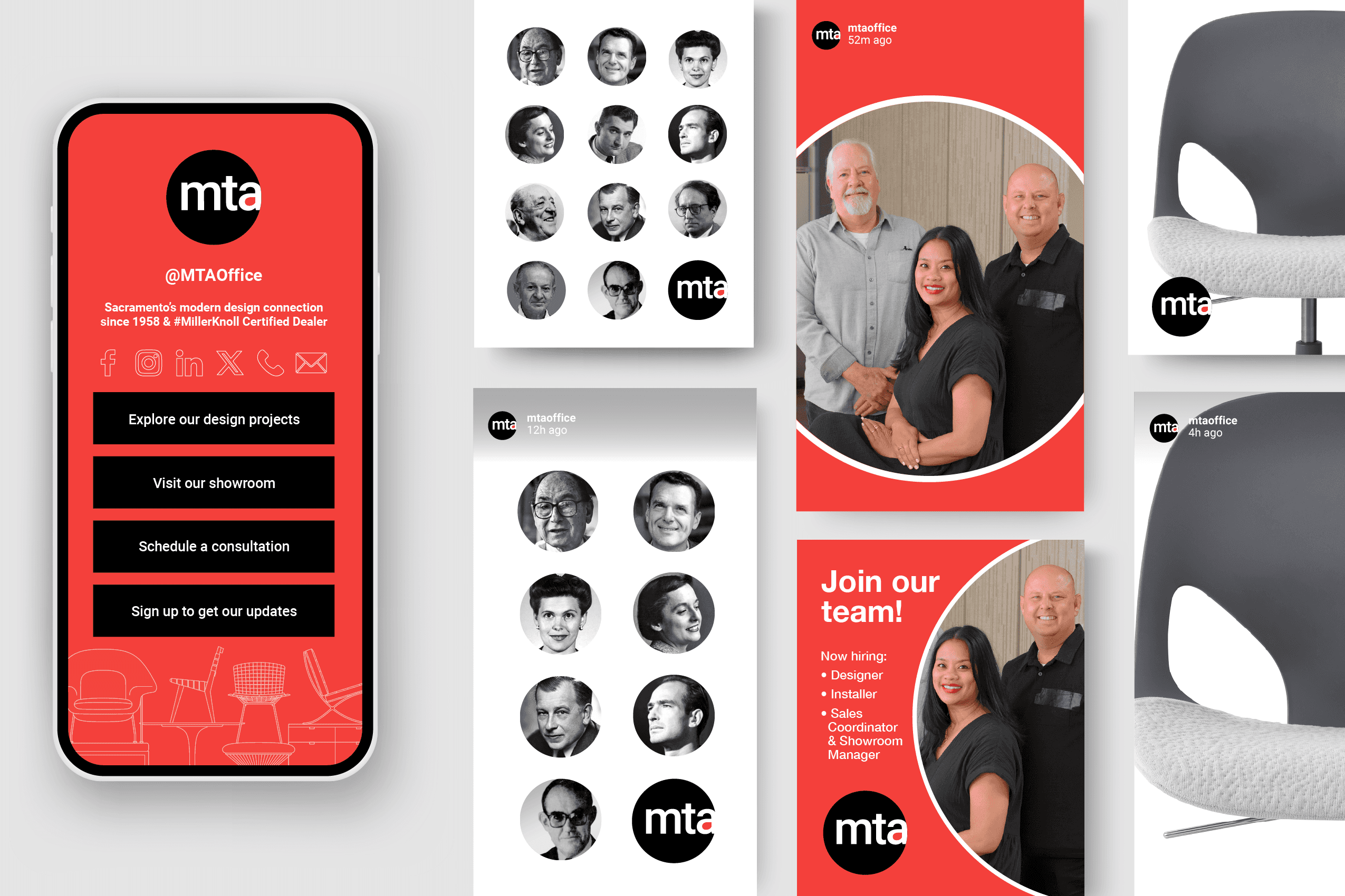 Image of digital elements in a MillerKnoll Certified Dealer brand system by Brenna Hamilton.