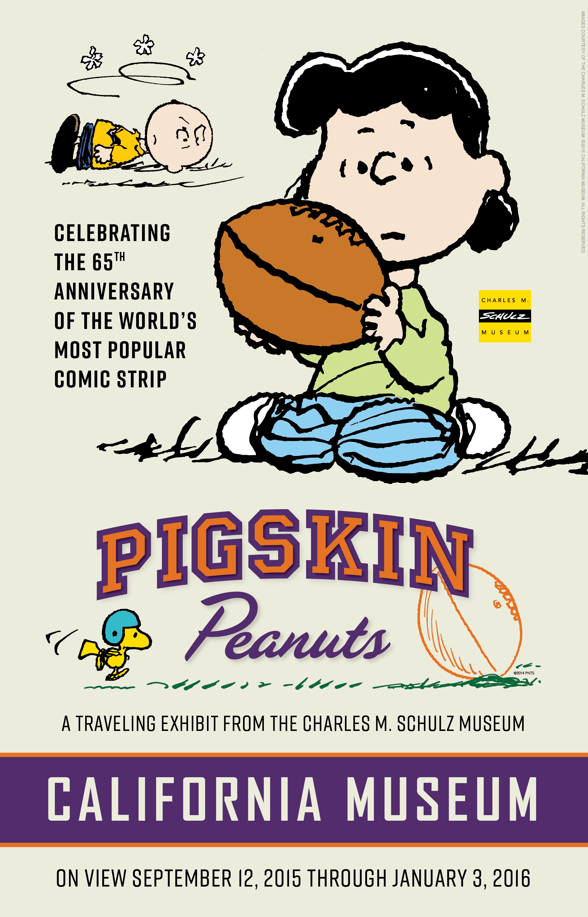 Image of Pigskin Peanuts poster from a traveling exhibit brand system by Brenna Hamilton.