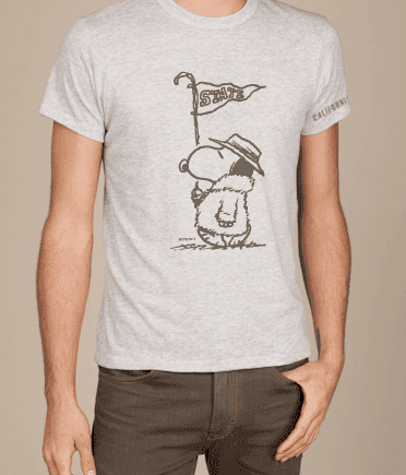 Image of Pigskin Peanuts men's branded t-shirt from a traveling exhibit brand system by Brenna Hamilton.