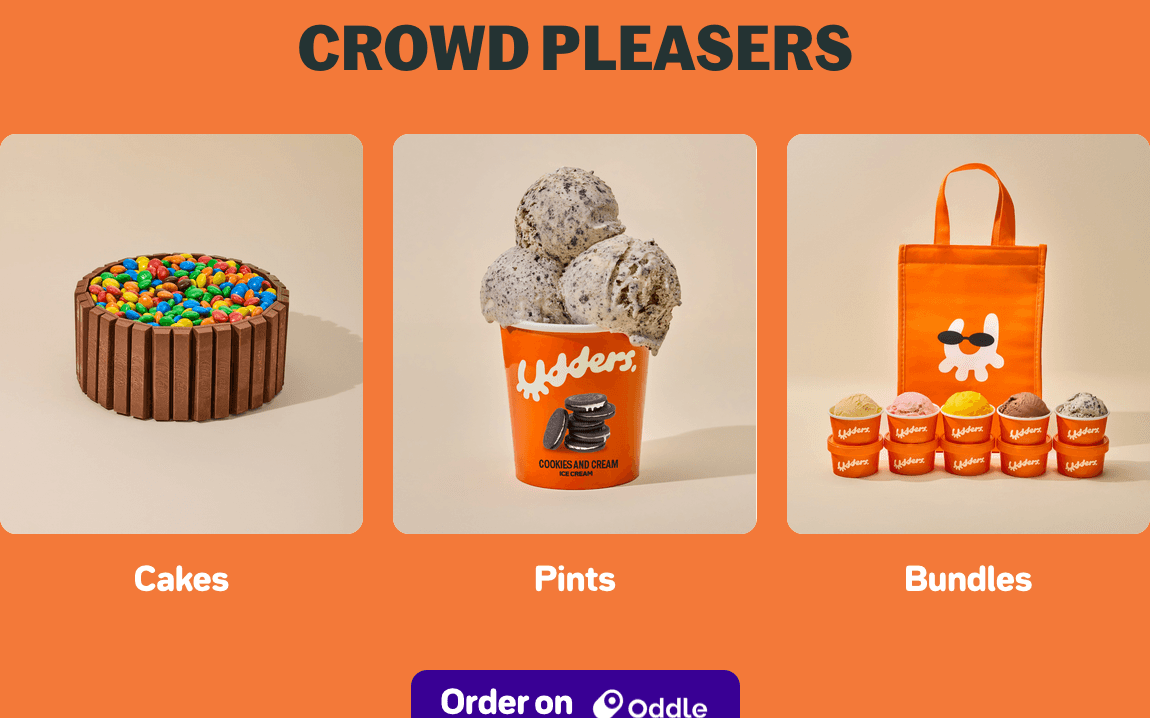 Three categories to enter from, Udders offers services, products, and wholesale options.