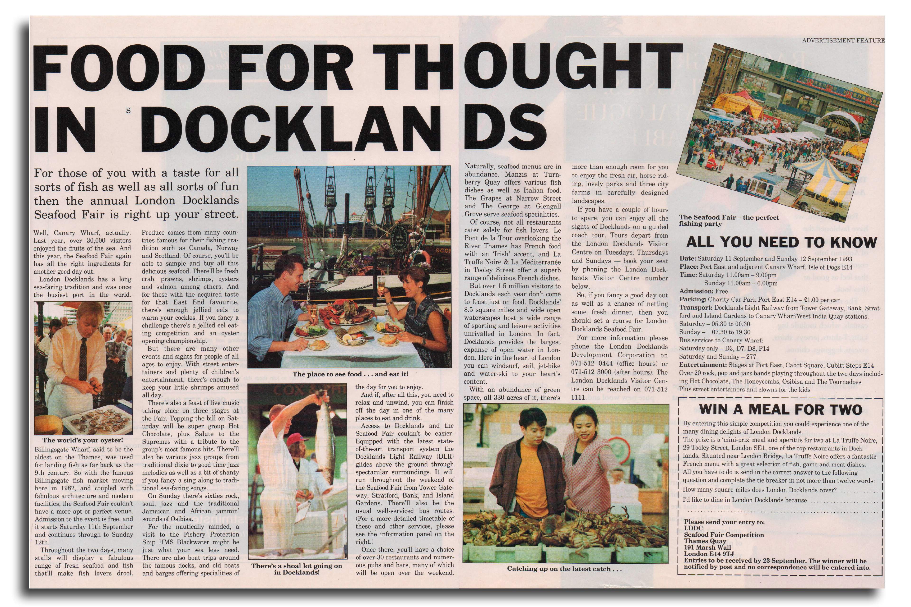 Docklands double-page spread advertorial in ES Magazine.