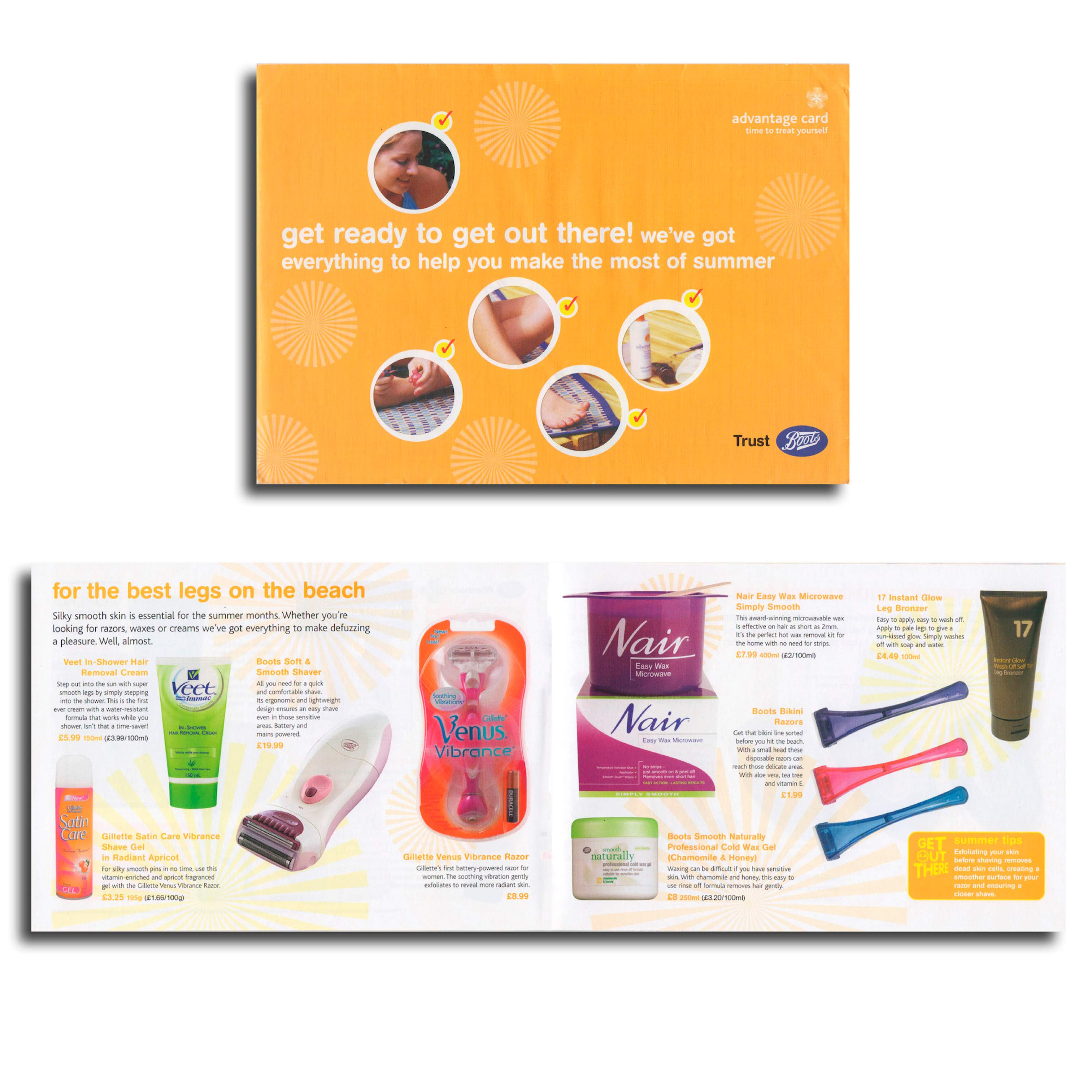 Boots catalogue style direct mail selling all their summer products.