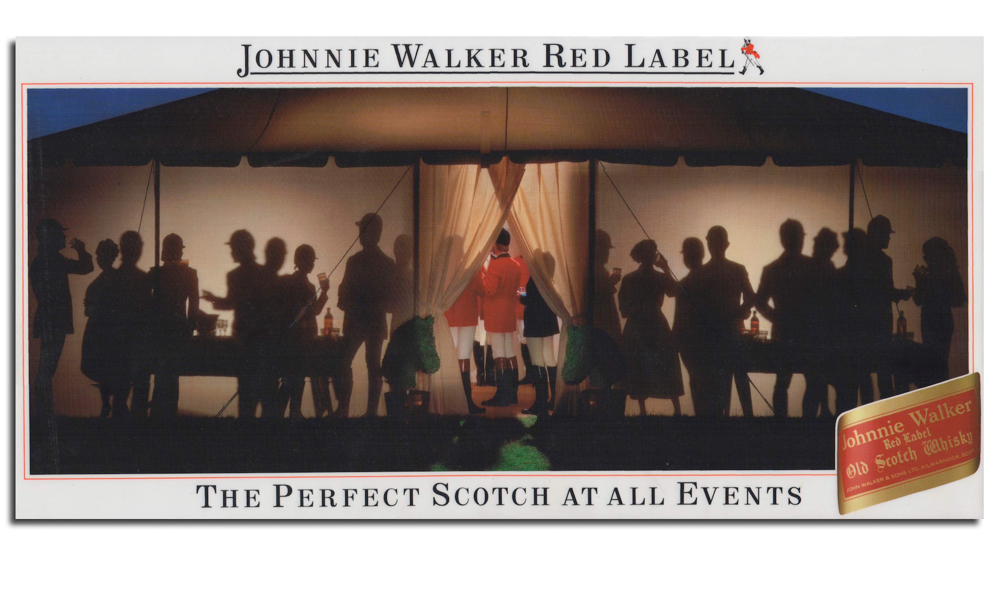 Johnnie Walker Red label 48-sheet poster showing a silhouette of showjumpers.