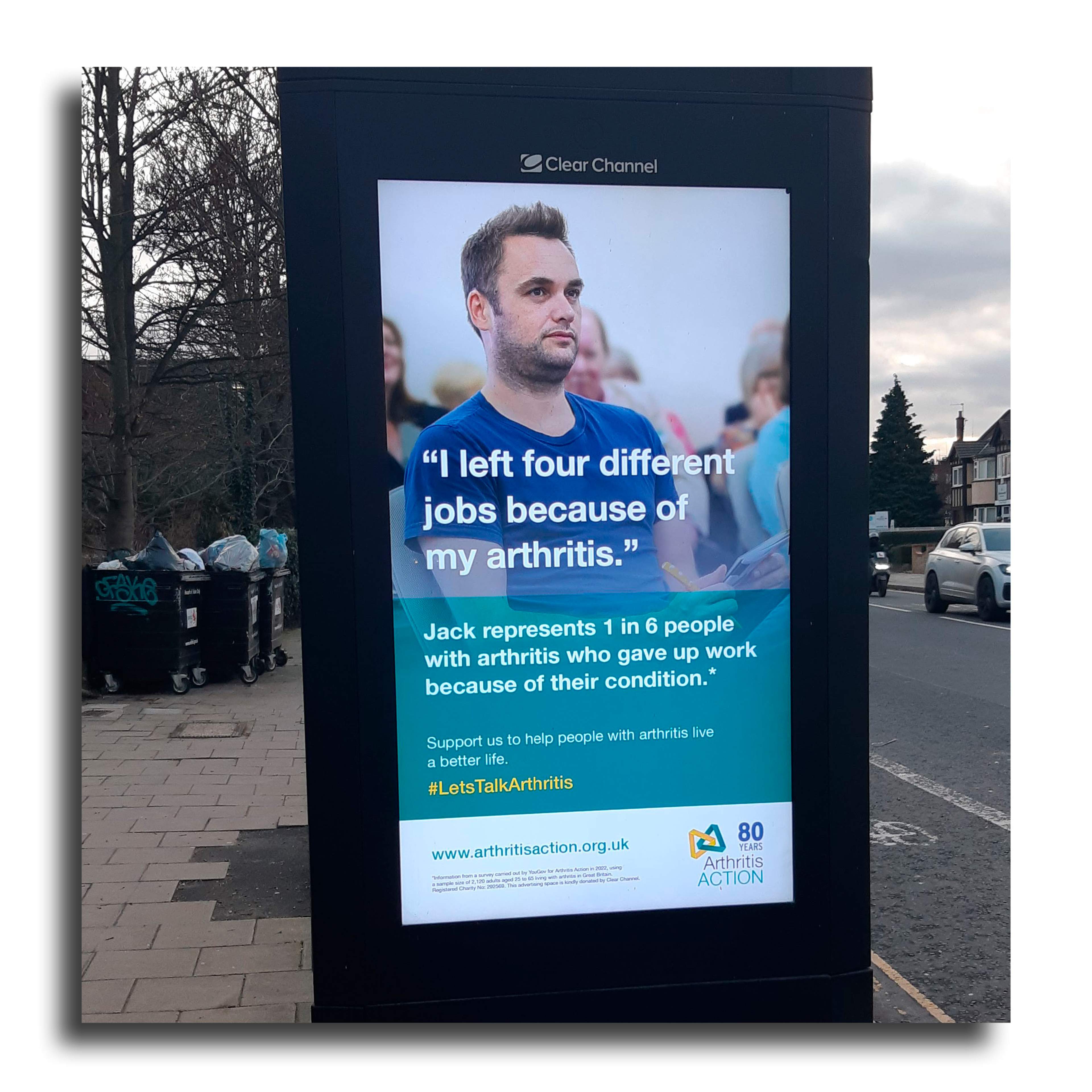 Poster of a young man suffering from arthritis. 