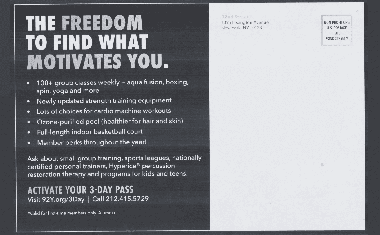 Back of postcard with headline The Freedom to Find What Motivates You.