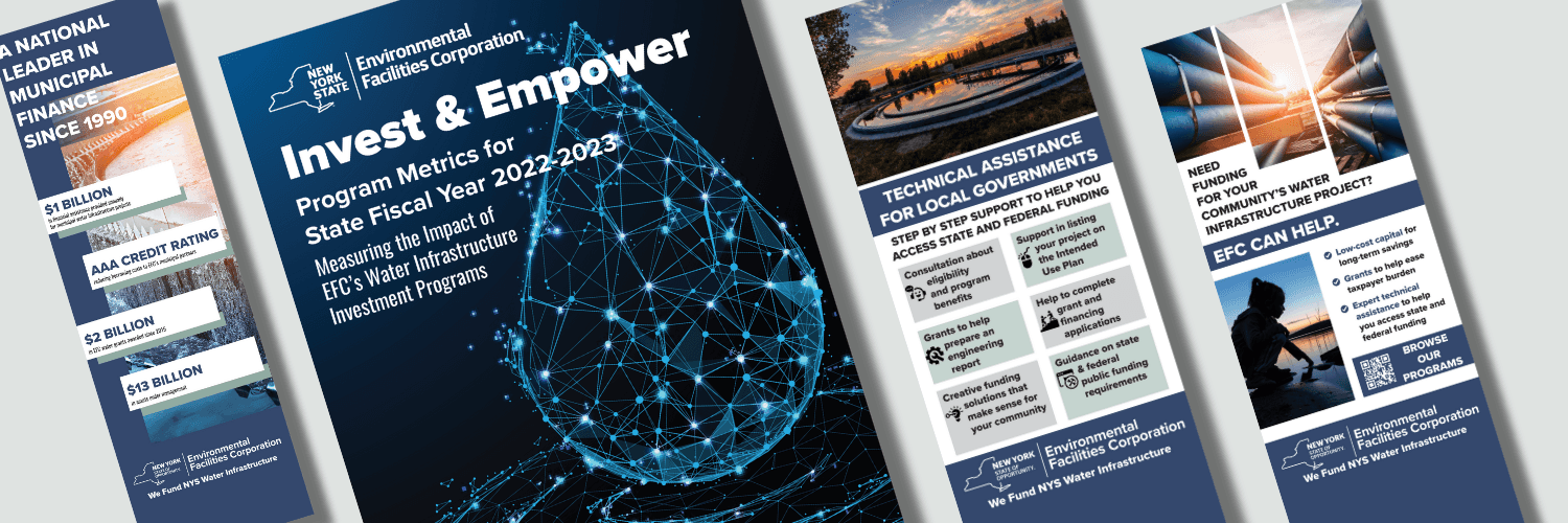 cover images of various brochures for the Environmental Facilities Corporation