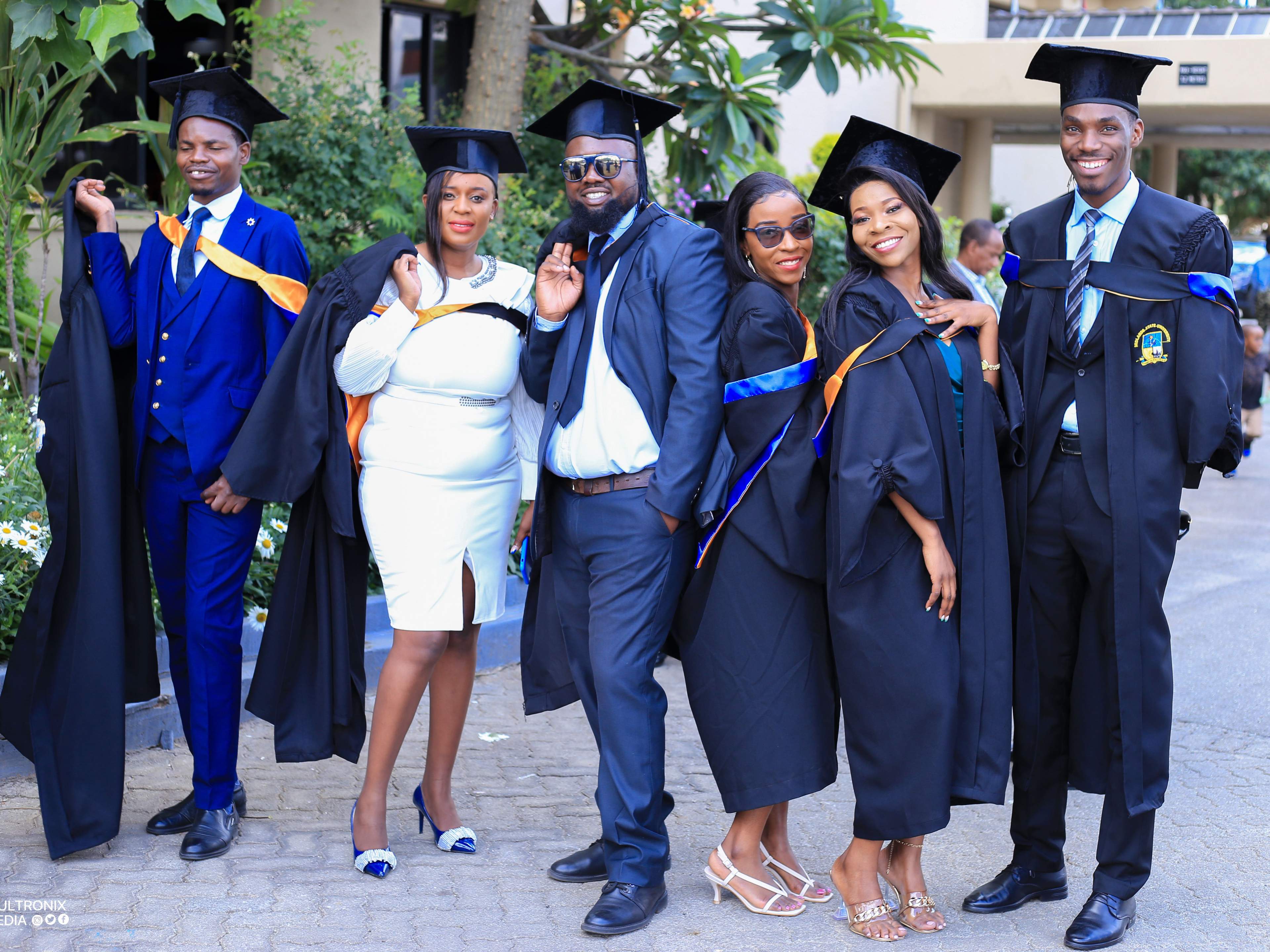 Thabang Manhika and friends at their graduation ceremony