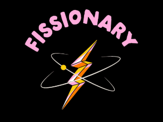 Fissionary podcast logo includes an atom with an electrical bolt shooting through it.