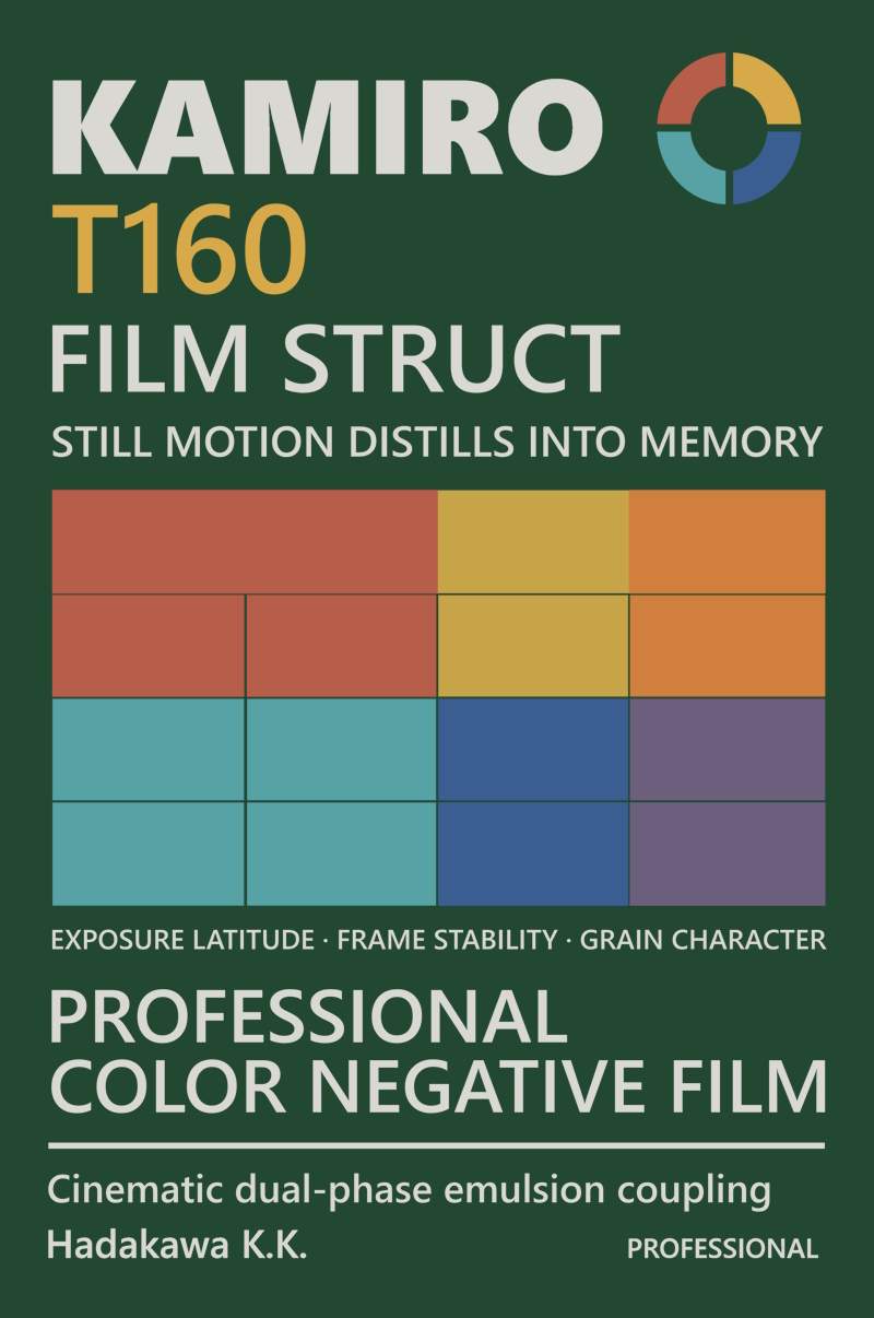 A poster for a color film brand featuring a color grid and product descriptions.