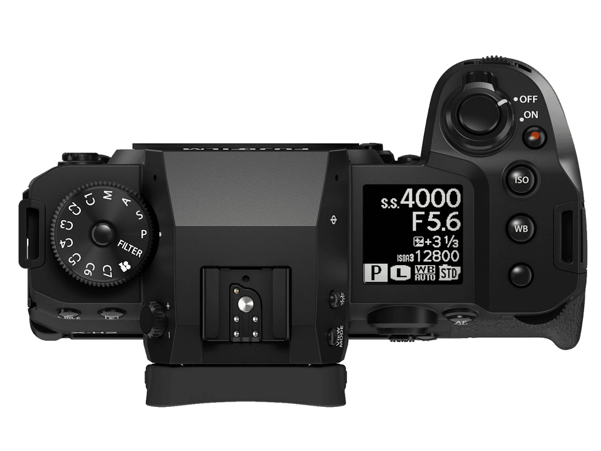 Fuji X-H2 body, top view