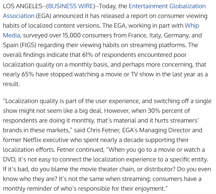 Translation makes up a tiny portion of the movie production budget, so it's weird that there's so much cost-cutting happening for a thing th