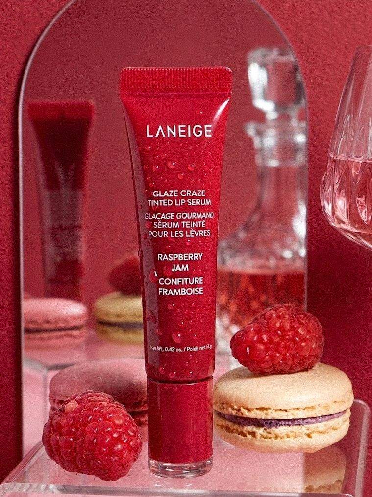 Laneige Graze Craze Tinted lip serum in raspberry jam UGC photoshoot