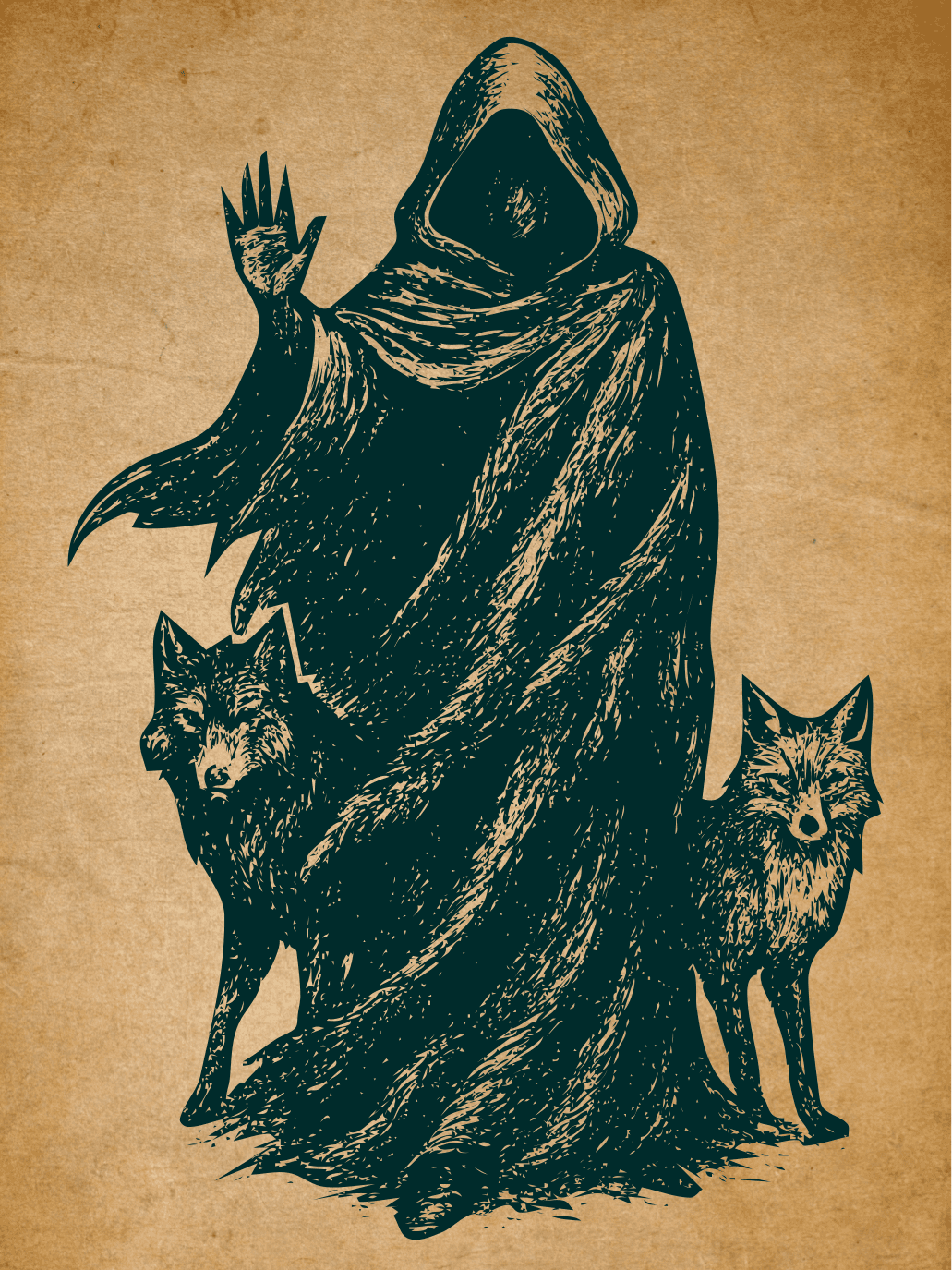 Cloaked figure illustration - branding message clarity symbol