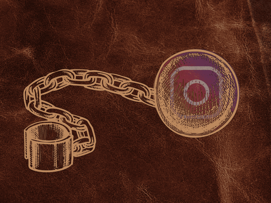 Ball and chain with Instagram logo