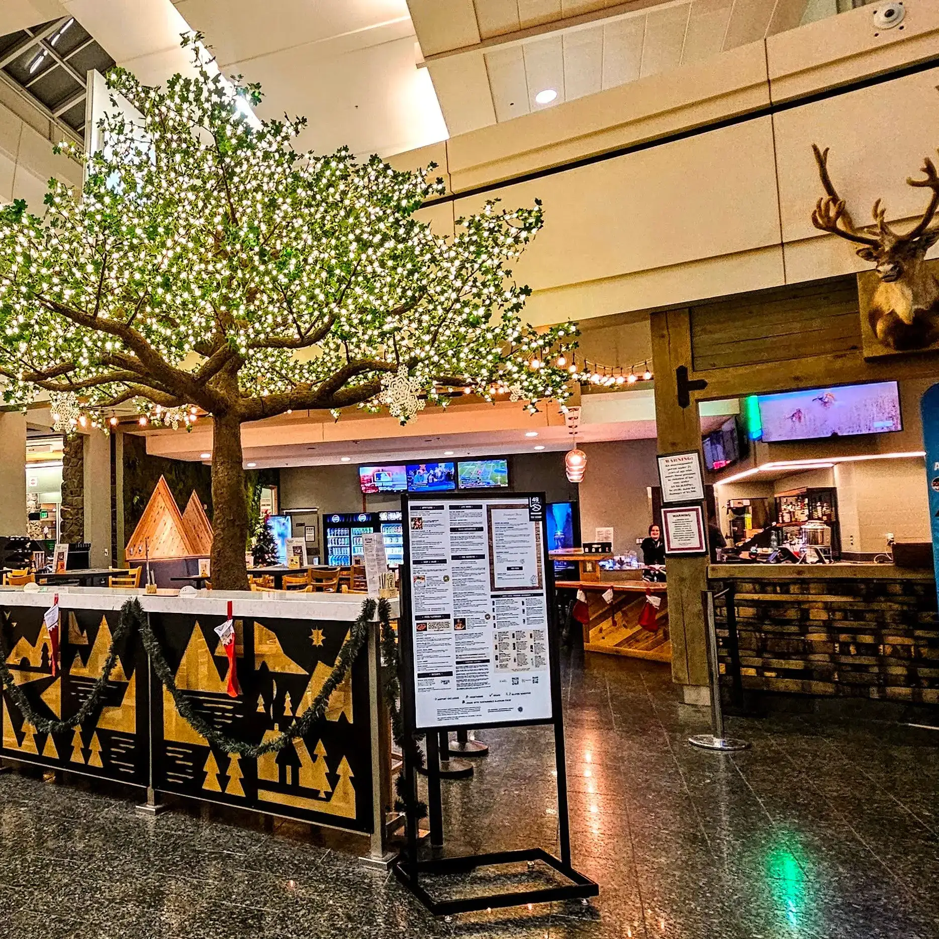 49th State Brewing Company at Ted Stevens Airport offers a respite for weary travelers looking for a bite to eat and a cool beverage.