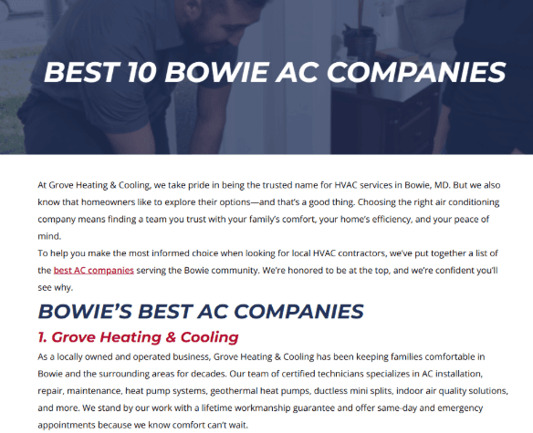 Best 10 Bowie AC Companies Blog