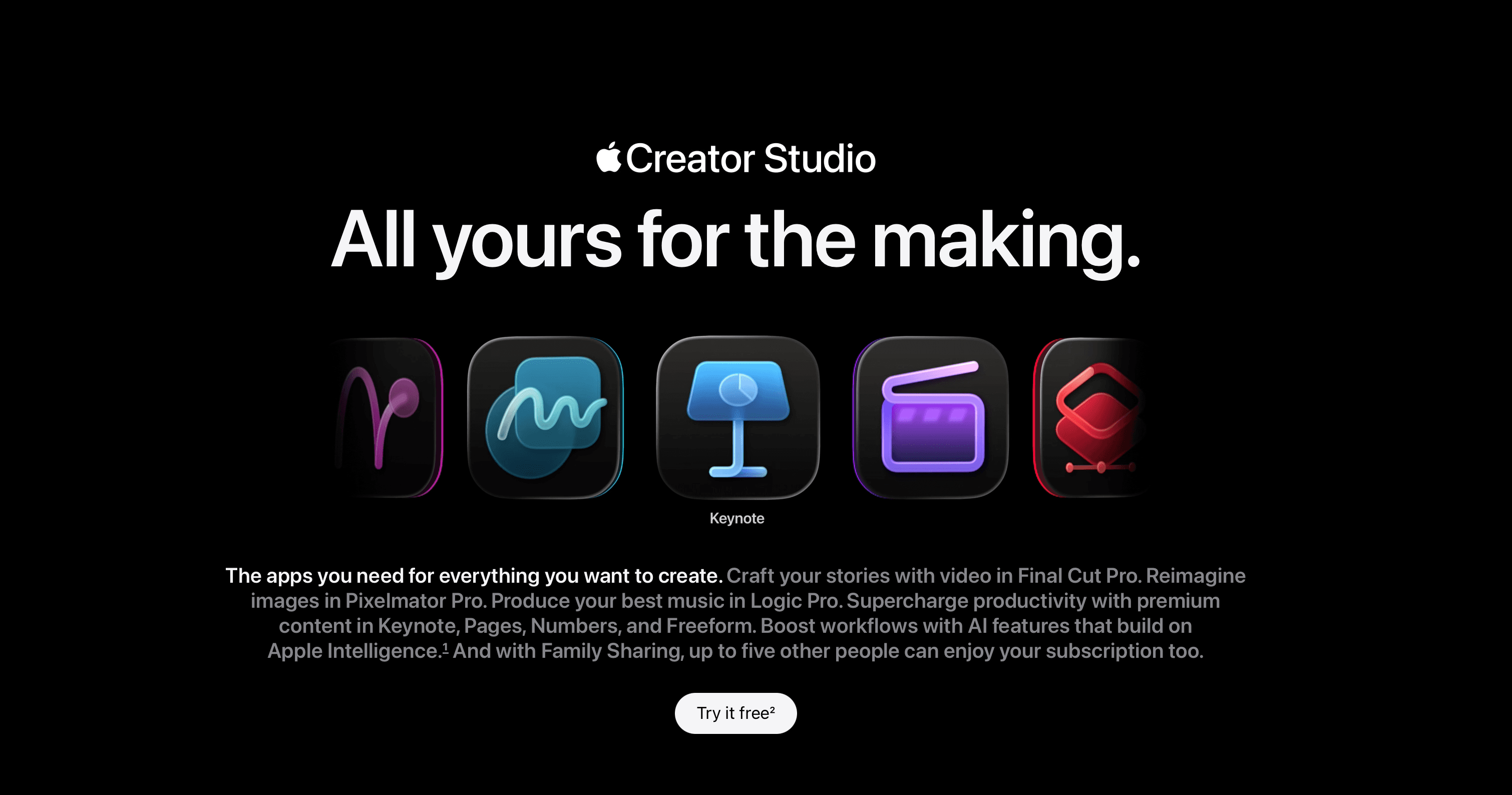 Black background with multicolor icons underneath. 